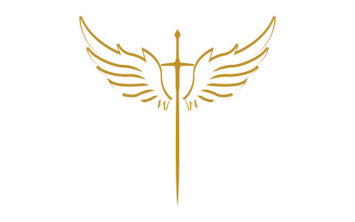 Sword with Wings. Golden Sword Symbol v39