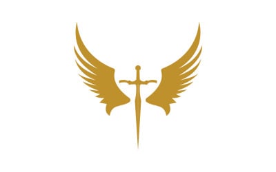 Sword with Wings. Golden Sword Symbol v3