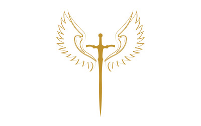 Sword with Wings. Golden Sword Symbol v40