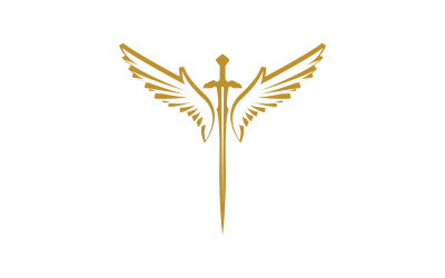 Sword with Wings. Golden Sword Symbol v41