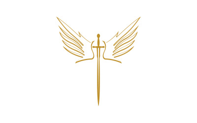 Sword with Wings. Golden Sword Symbol v42