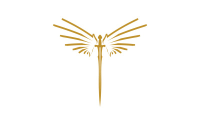 Sword with Wings. Golden Sword Symbol v43