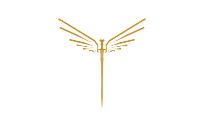 Sword with Wings. Golden Sword Symbol v44