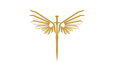 Sword with Wings. Golden Sword Symbol v47