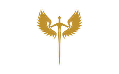 Sword with Wings. Golden Sword Symbol v6