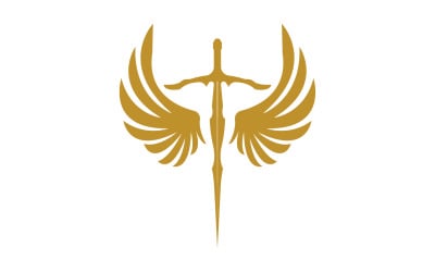 Sword with Wings. Golden Sword Symbol v8