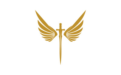 Sword with Wings. Golden Sword Symbol v9