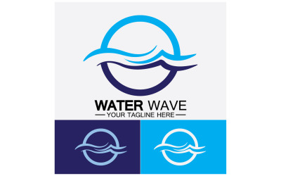 Vettore del modello di logo dell&amp;#39;onda dell&amp;#39;oceano v13