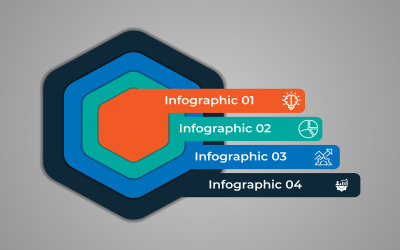 Infografía empresarial de 4 pasos estilo polígono.