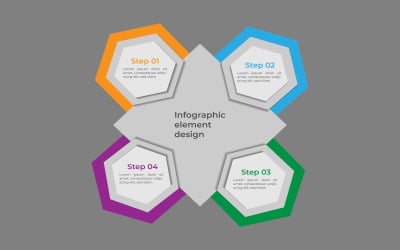 Vector polygon style 4 step infographic element design.