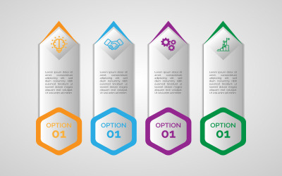 Vektor-Infografik-Design im rechteckigen und polygonalen Stil.