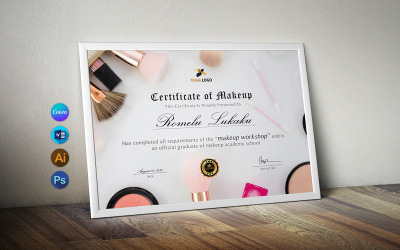 Vorlage für ein Canva- und Word-Make-up-Kurszertifikat