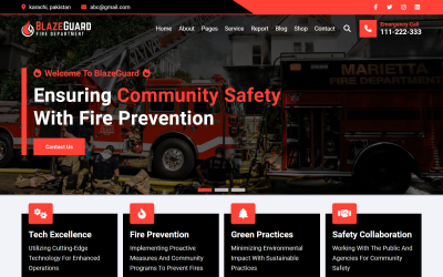 BlazeGuard - HTML5-websitesjabloon voor brandweer en brandweer