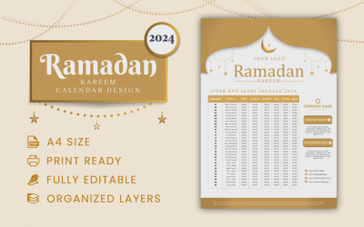 Calendario gratuito de Ramadán Kareem 2024