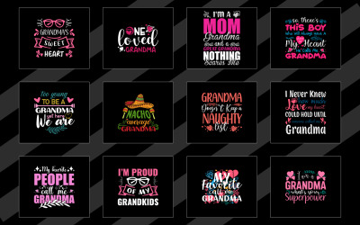Free Trendy Grandma T-Shirt Design Bundle Vector
