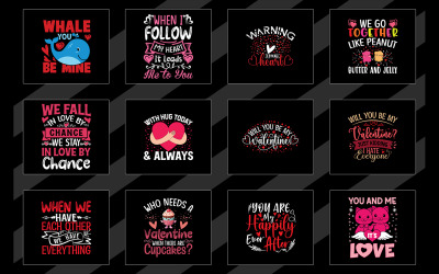 14 février Ensemble de conception de t-shirts tendance pour la Saint-Valentin