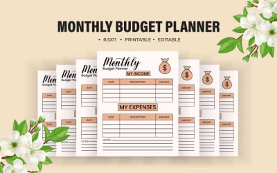 2024 Budget monthly planner vector templates.