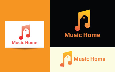 Modelo de logotipo de música com casa