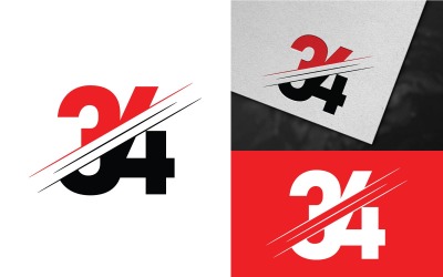Number 34 Logo Template Design