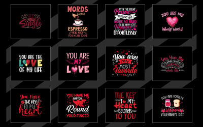 Sevgililer Günü Tipografi Tişört Tasarım Paketi