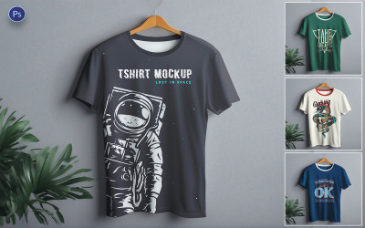 Yuvarlak Yaka Tişört Mockup Asılı