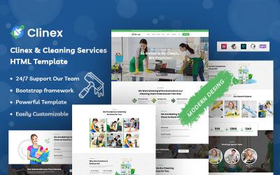 Clinex — адаптивный шаблон сайта для клининговых услуг