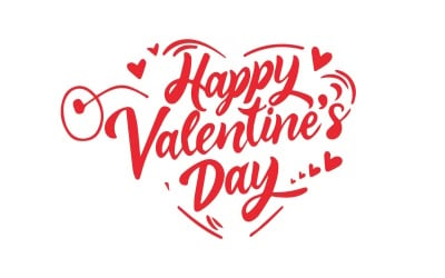 Happy valentine day typography with hearts vector Free template
