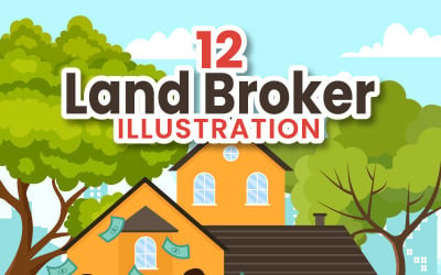 12 Pozemky Broker Vektorové Ilustrace