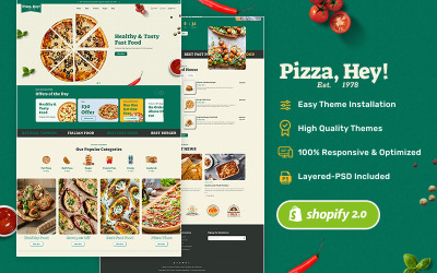 PizzaHey - Пицца, Фастфуд и Рестораны - Shopify Тема
