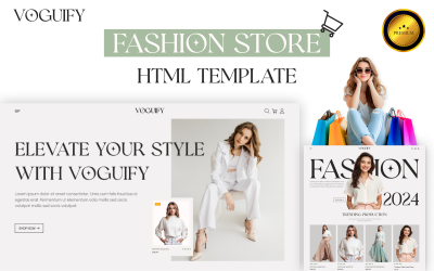 Voguify: Zarif Moda Mağazası HTML Web Sitesi Şablonu. Duyarlı, GSAP Animasyonları ve Kentsel Heyecanlar!