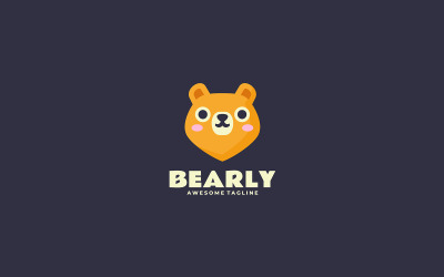 Diseño de logotipo moderno plano de oso