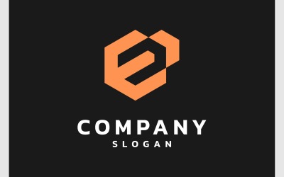 Letter E zeshoek pijl levering Logo