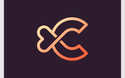 Lettera C amore logo minimalista