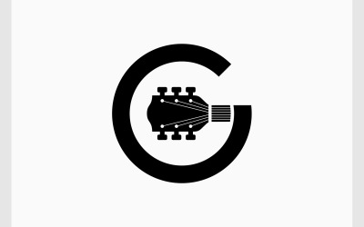 Logo muzyczne z gitarą akustyczną i literą G