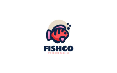 Logotipo de mascote simples de peixe 7