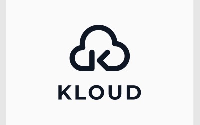 K betű felhő égbolt egyszerű logója