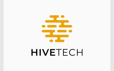 Logo de technologie numérique en nid d&amp;#39;abeille Hive