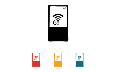 6G jel hálózati technológia logó vektor ikon v5