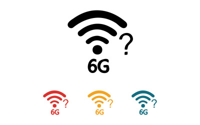 6G-signalnätverksteknologi logotyp vektorikon v16