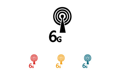 6G-signalnätverksteknologi logotyp vektorikon v9