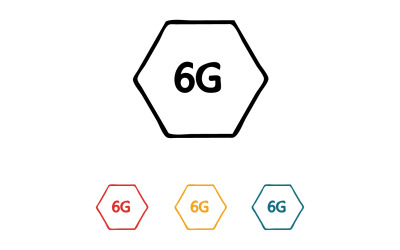 6G signální síť tecknology logo vektorové ikony v28