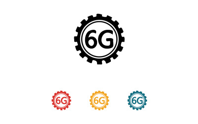 ícone de vetor de logotipo de tecnologia de rede de sinal 6G v24
