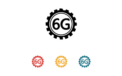Icono vectorial del logotipo de tecnología de red de señal 6G v24