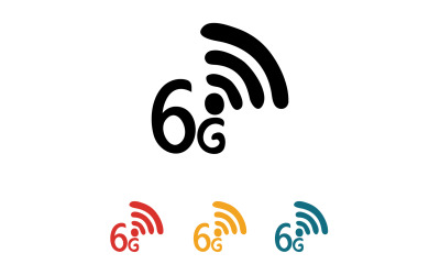 Icono vectorial del logotipo de tecnología de red de señal 6G v2