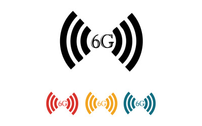Icono vectorial del logotipo de tecnología de red de señal 6G v39