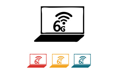 Icono vectorial del logotipo de tecnología de red de señal 6G v4