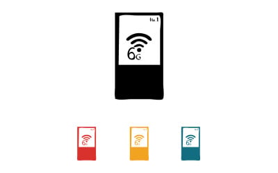 Icono vectorial del logotipo de tecnología de red de señal 6G v5