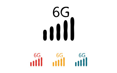 Ikona wektora logo technologii sieci sygnałowej 6G v20