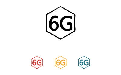 Ikona wektora logo technologii sieci sygnałowej 6G v32