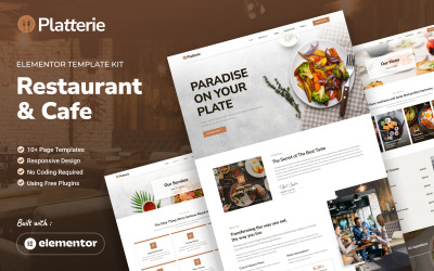 Platterie - Kit de modèles Elementor pour restaurant et café